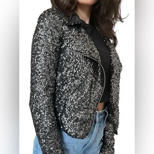 Vero Moda/Noisy May Women’s Silver & Black Sequin Jacket